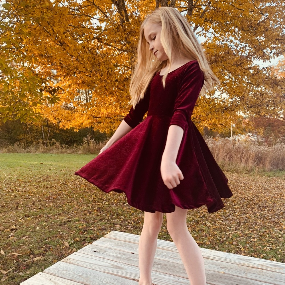 Girls Burgundy Swing Dress